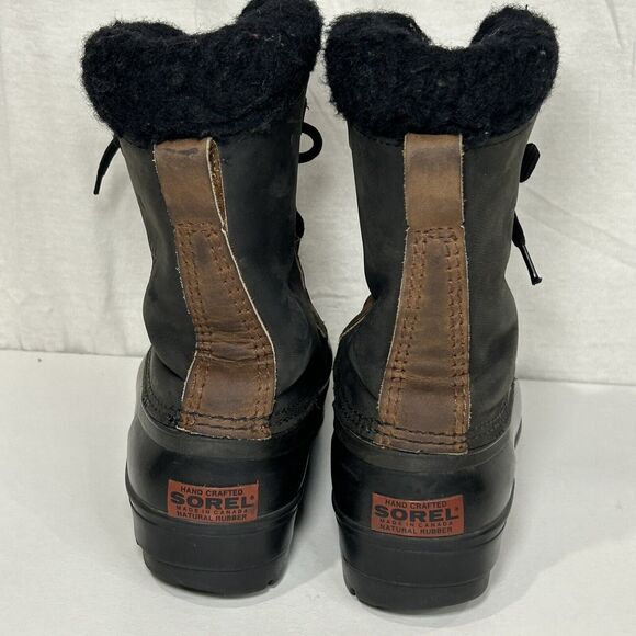 Sorel Alpine Black Gray Leather Waterproof Insulated Winter Boots Women Sz 7 - Picture 4 of 8
